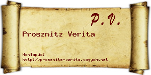 Prosznitz Verita névjegykártya